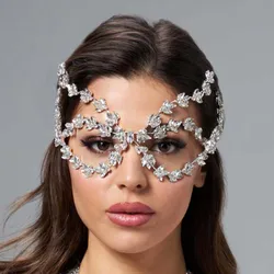 Stonefans Carnival Mask Full Face Decoration Women Designer Rhinestone Halloween Fashion New Hair Jewelry Wedding Crystals Party