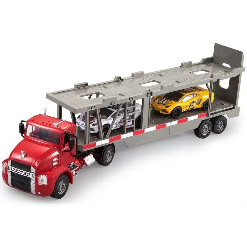 Remote-Controlled Transporte Veículo Mack, RC Truck, Double-Layer Flat Toy, Engenharia Modelo Veículo, Toy Presentes, 1: 26, E583-001