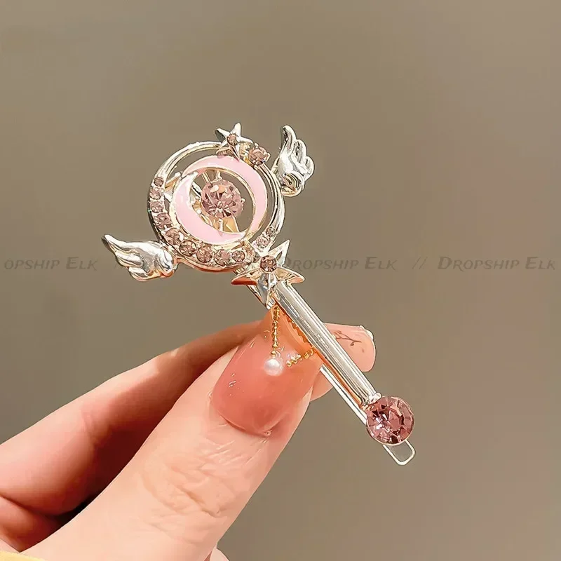 Pince à Cheveux en Forme de Bec de Canard, Anime, Sakura, Rose, Aile d'Ange, Bijoux Cosplay, Baguette Magique, Printemps, Ornement