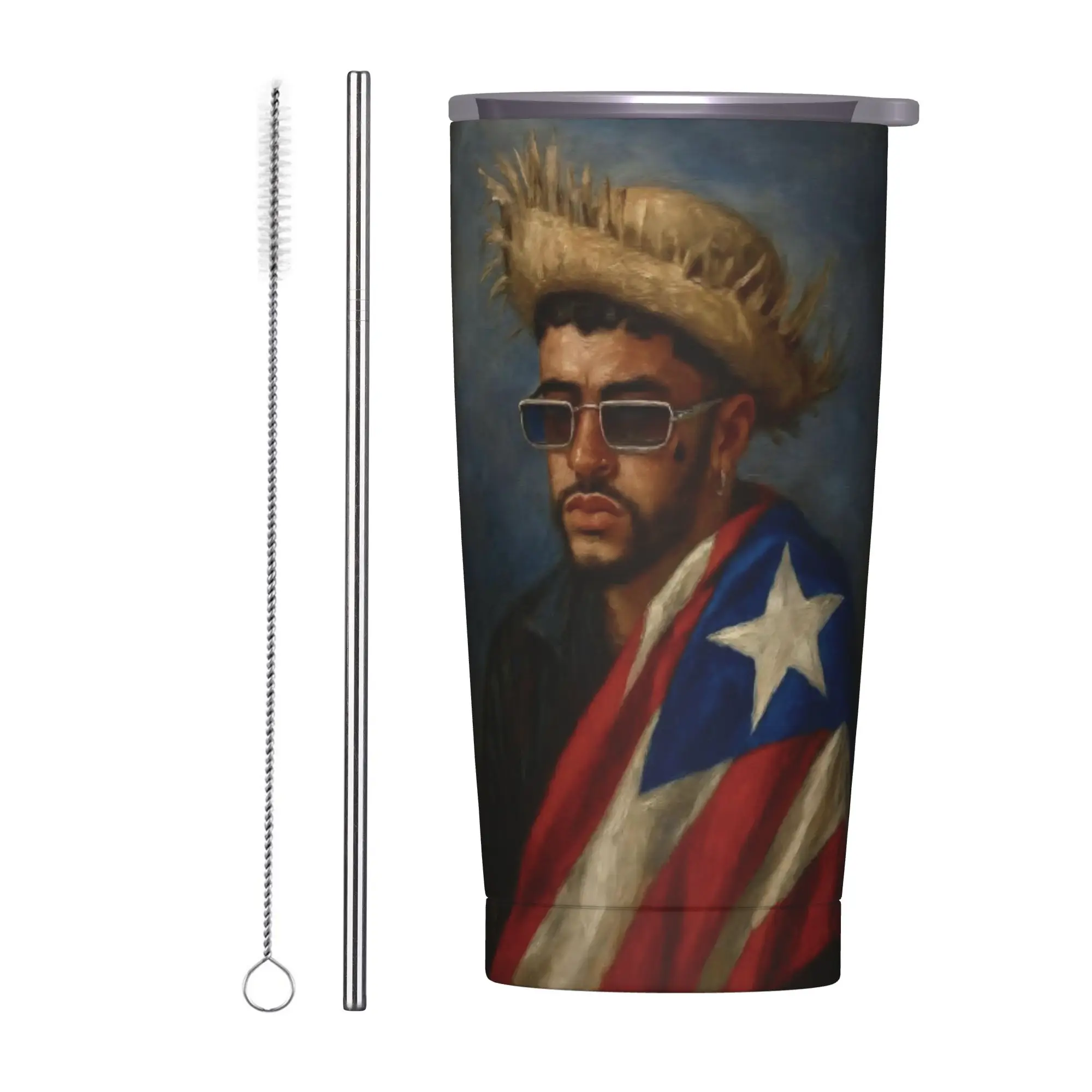 Bad Bunny DTMF Tour 2026 Tumbler Vacuum Insulated  Coffee Cups Stainless Steel School Mugs Water Bottle 20oz