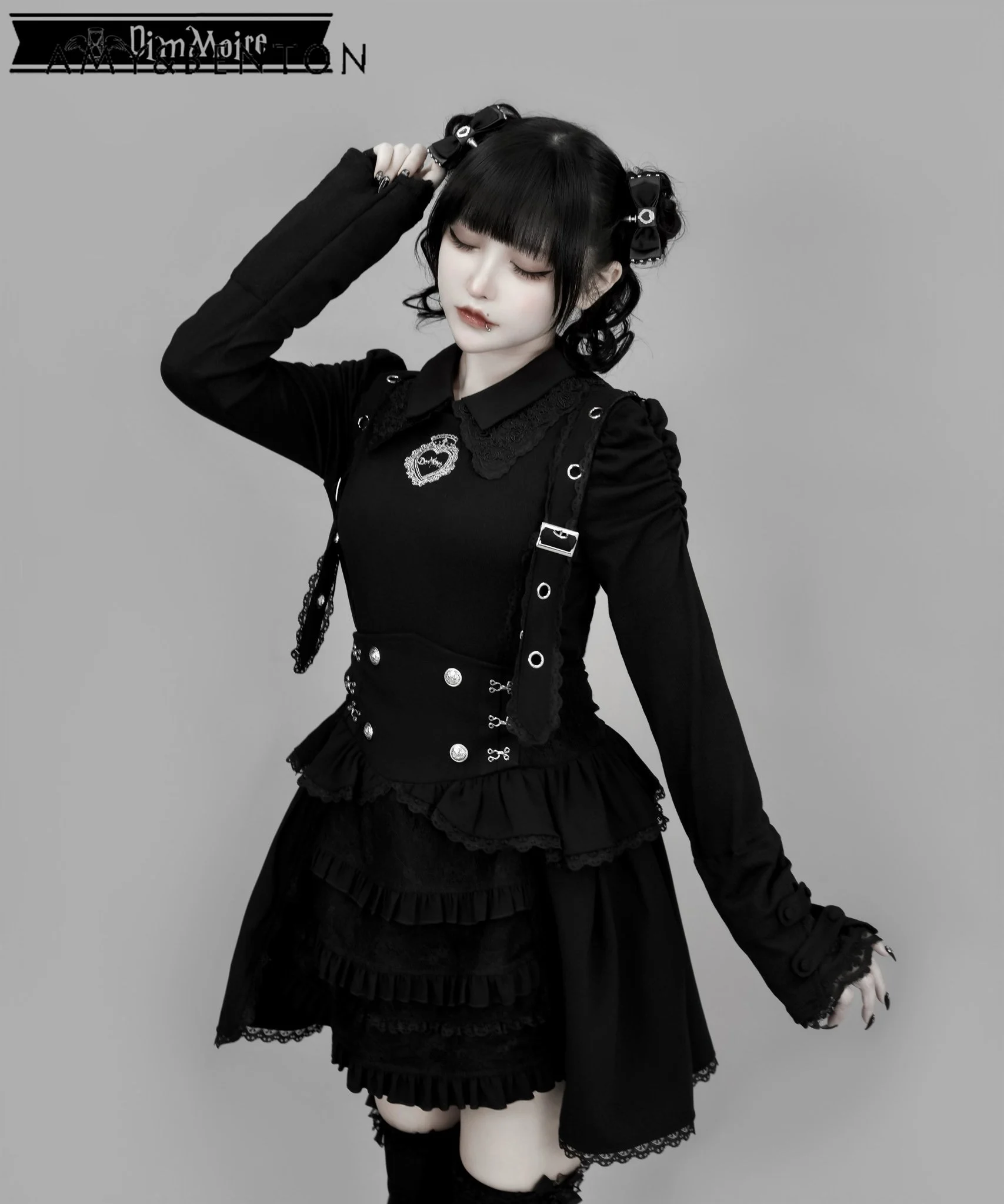 

Japanese Subculture Dark Girl Lace Patchwork Turn-Down Collar Long Sleeve T-Shirt Mine Series Mass-Produced Slim Y2K Top Women