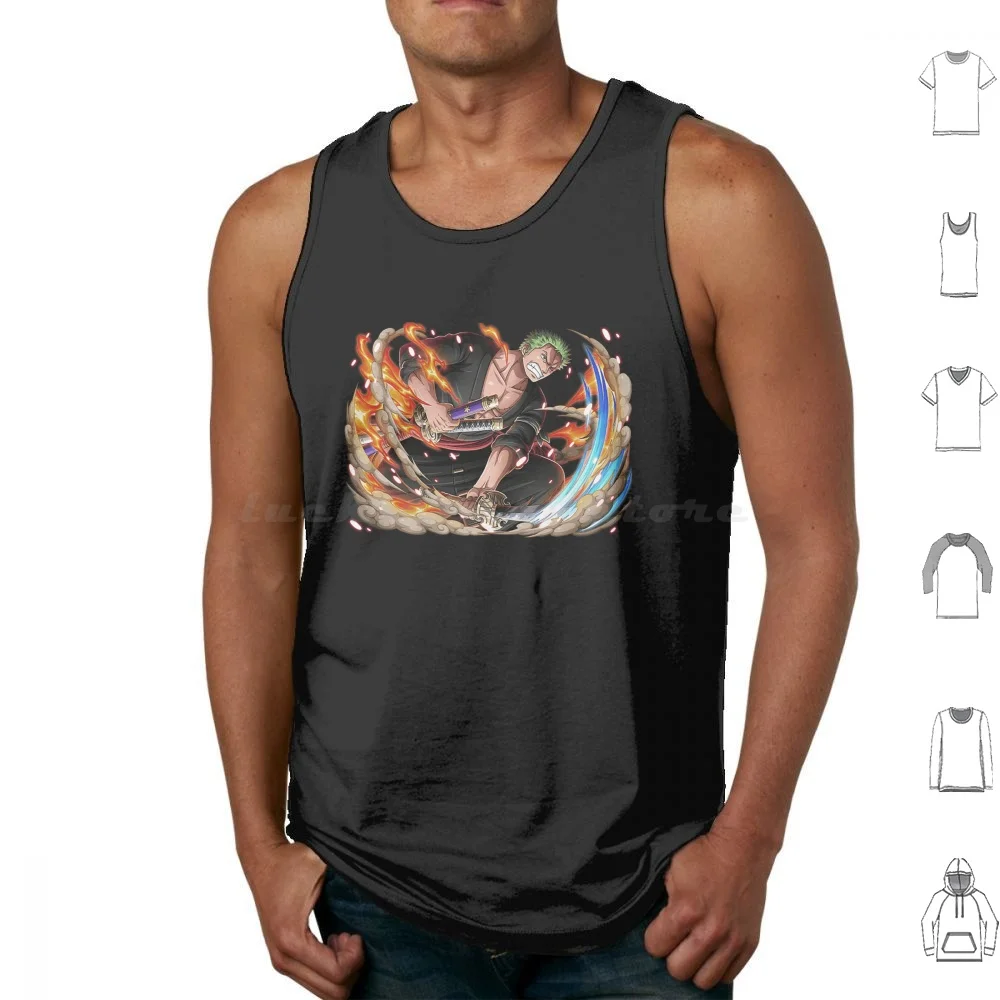 Roronoa Zoro Tank Tops Print Cotton Zoro Luffy Roronoa Zoro Sanji Brook Anime Devil Eyes Roronoa Zoro Supa4cases Roronoa