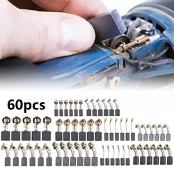 60Pcs 10 Sizes Electric Motor Carbon Brushes For Hammer Drills Circular Saws Cut-off Saws Angle Grinders Replacement Accessories