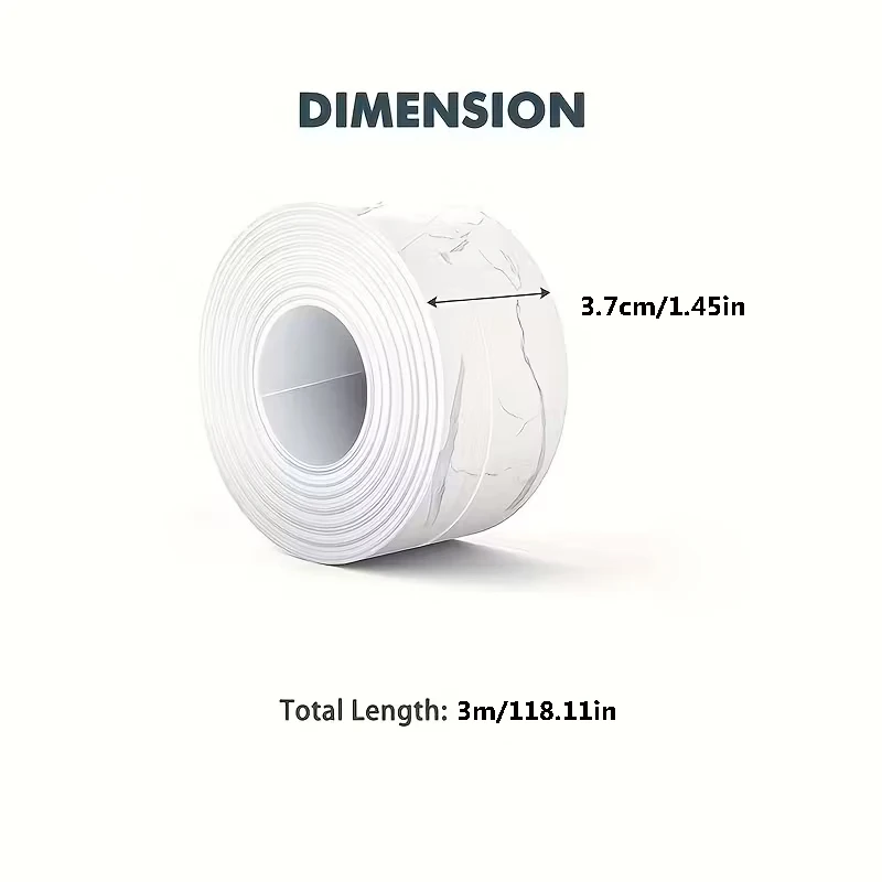 Picture 3: 2 Rolls 3m Self-Adhesive Waterproof Sealing Tape - Durable Polyester Textured Surface | Kitchen & Bathroom Use for Sink