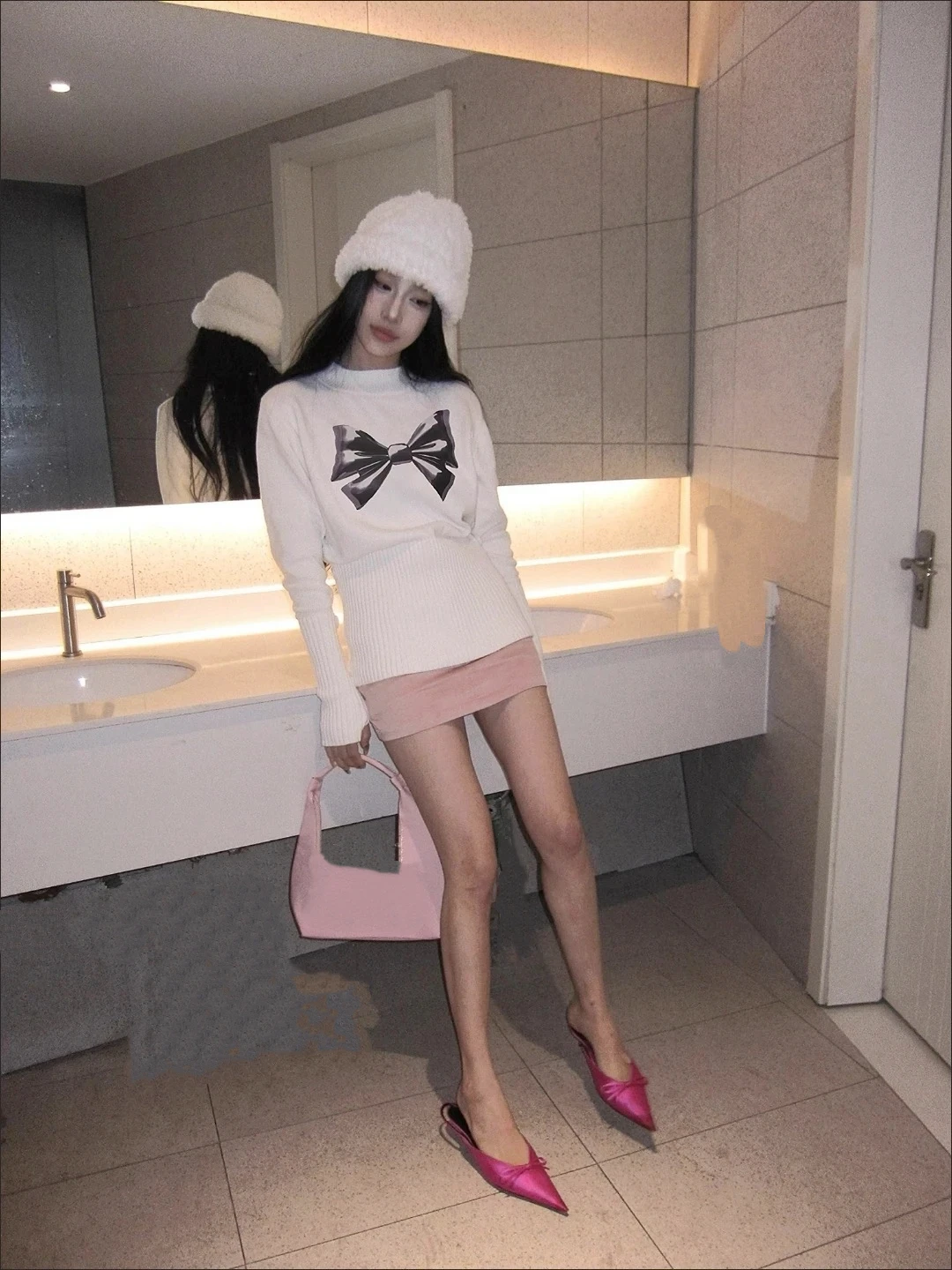 2000s Lolita Kawaii Turtleneck Vintage Print Bow Sweaters Y2k Harajuku Subculture Sweet Winter New Warm Pullovers Sweaters Chic
