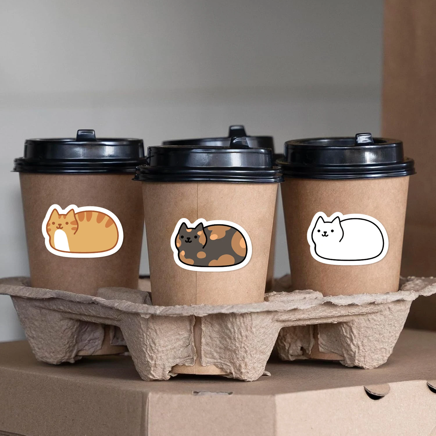 500PCS Cat Animals Roll Stickers Skateboard Laptop Luggage Skateboard Phone Gift Waterproof Phone Cute Kawaii Cartoon Sticker ﻿