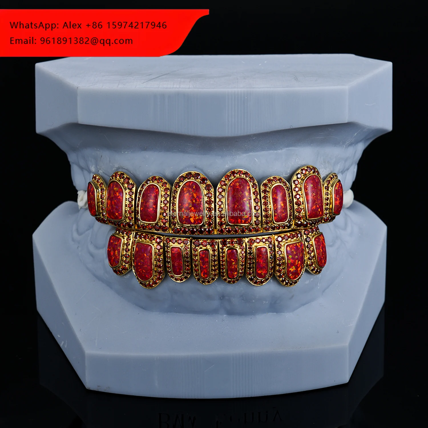 

Custom Women Mens S925 Silver 10K 14K 18K Solid Gold Yellow Lab Opal Grillz Ruby VVS Moissanite Lab Diamond Grillz For Teeth