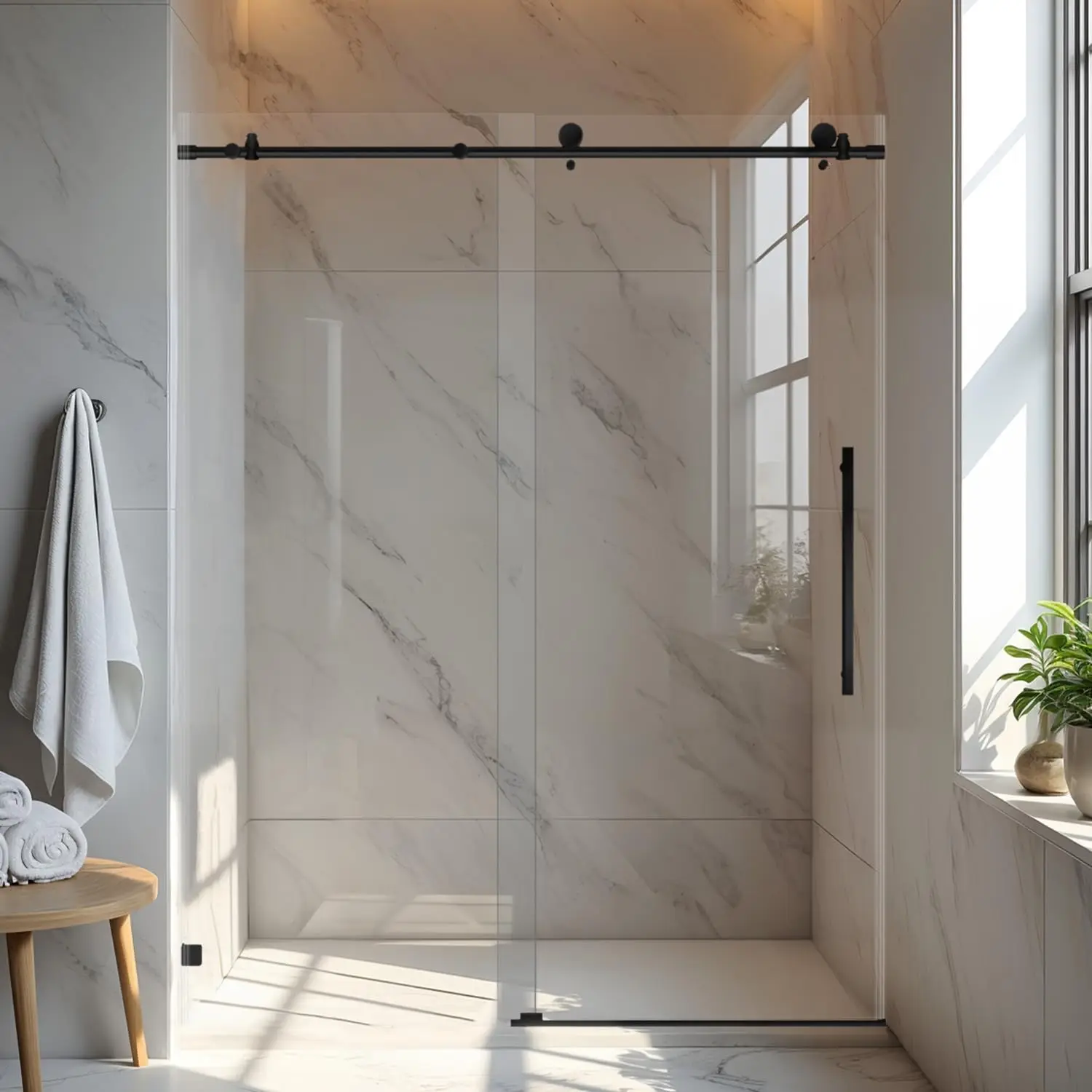 

BestsellerBestseller Shower Door 56-60" W x 76" H, Single Sliding Design Frameless Glass Shower Door,5/16"(8mm) SGCC Tempered