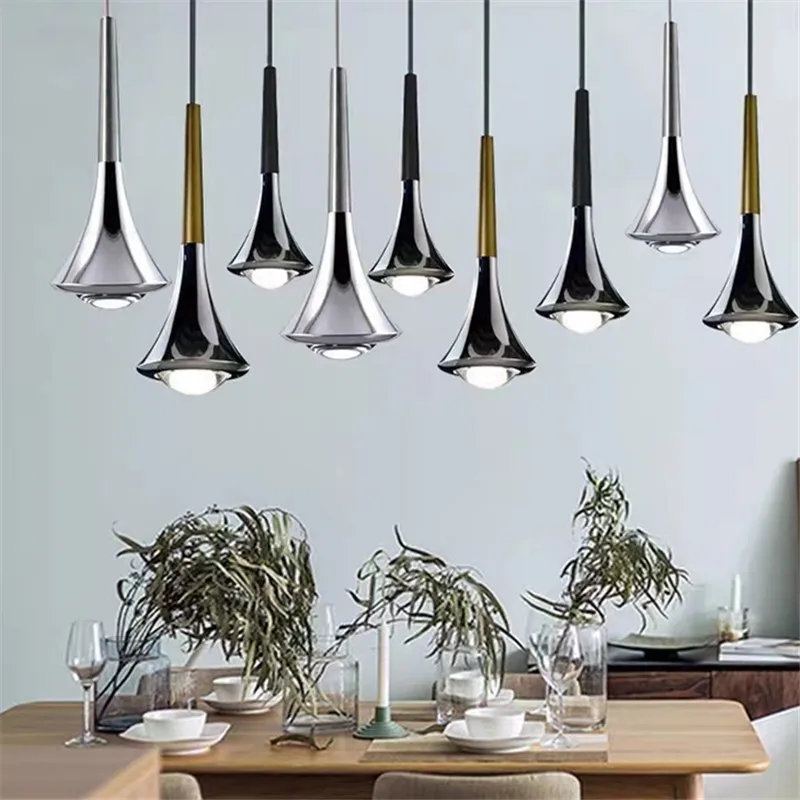 Rain Pendant lamp led danish design sliver light Bedroom Bedside spot light Living Room Kitchen Home Decor staircase light