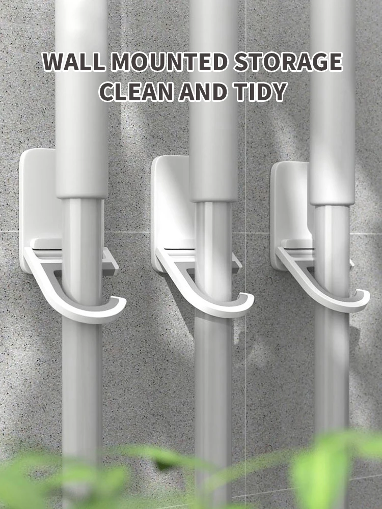 thumbnail image 1 of Self-Adhesive Wall Mount Broom Mop Holder Organizer Rack For Kitchen Bathroom Storage, 1 of 4