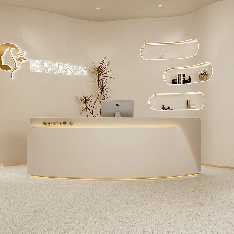 Restaurant Front Desk Reception Counter Checkout Arched Classic Reception Desks Beauty Salon Mostrador Recepcion Furniture