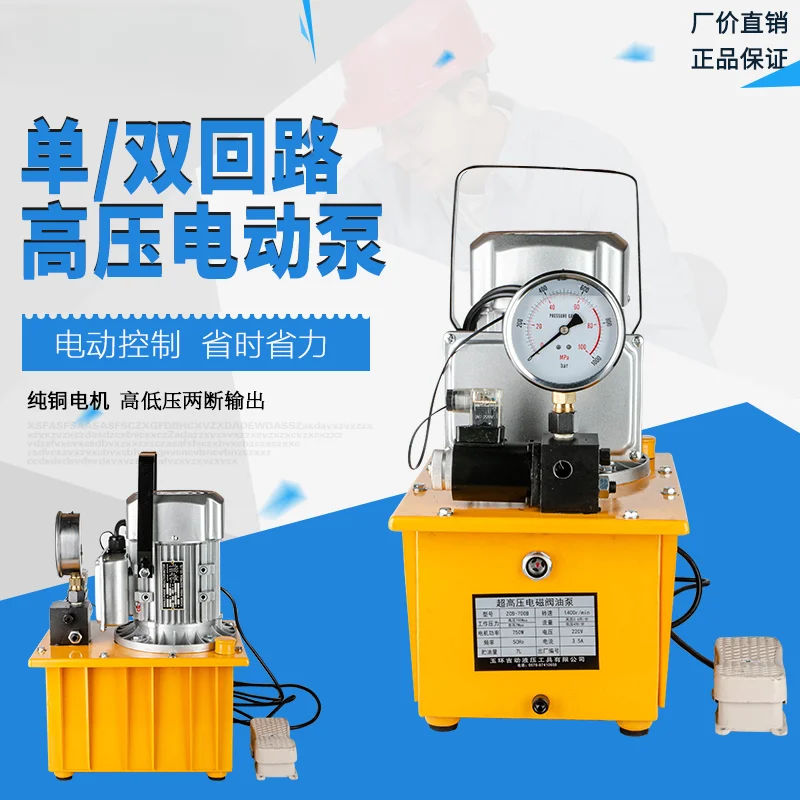 Ultra high pressure hydraulic pump 220V voltage small double circuit solenoid valve foot pump hydraulic press