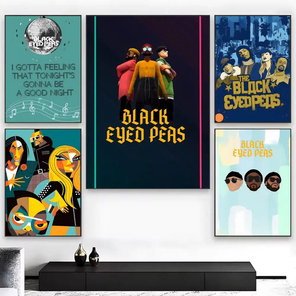 Pop Music Group B-black Eyed Peas Poster Chic Aesthetic Self-Stick Wall Poster Bedroom & Dorm Room Decor