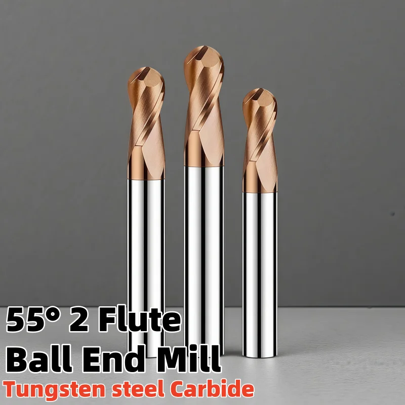 

HRC55 2 Flute Metal Ball Nose End Mill long Tungsten Carbide Cutter CNC Router Bit Milling Tools R0.5 R1 R2 R3 R4 R6 8 10 R12