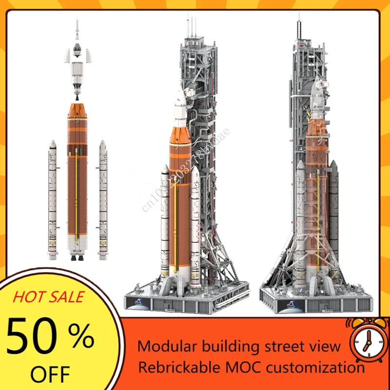 

12628PCS Space Series Moc Building Block Moon Rocket Technology Bricks Mobile Launcher Model Science Concept Toys Creative Gifts