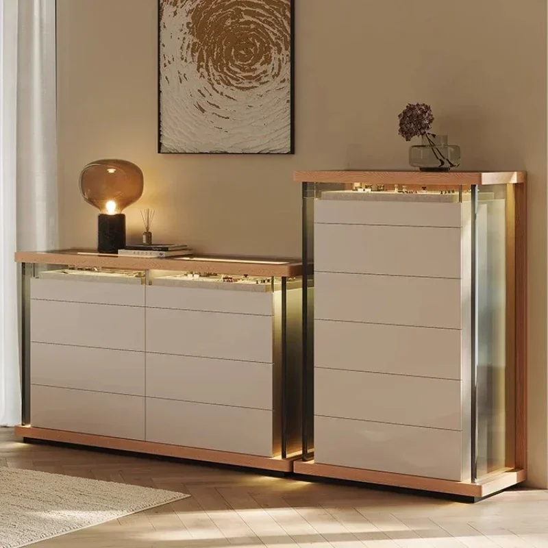 

Light luxury floor-to-ceiling eight-bucket cabinet cloakroom storage jewelry cabinet