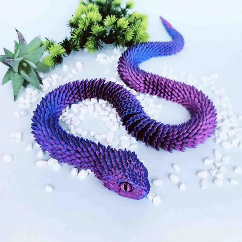 3D Printed Snake 18 Inch Articulated 3D Animal Toy 3D Printed Stuff Flexible Executive Desk Toys Snake Figurine for Children's