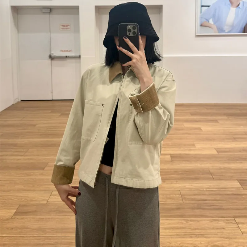 معطف نسائي غير رسمي بسحاب ort Jaet بياقة Faion Barn Sle جديد Sle Y479208 مزيج من القطن والبوليستر ملابس خارجية بقصة ضيقة