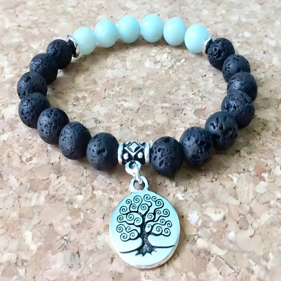 

8mm Amazonite Volcanic gemstone Beads women bracelet Bead Buddhist Men's Yoga Stone Spiritual Natural stone Bohemian Hand