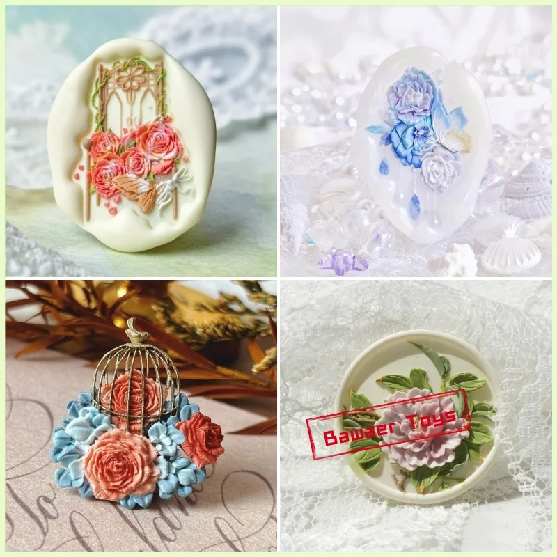 

Creative Toy Lacquer Seal Copper Seal Head Chocolate Rose Shell Cute Ins Style Diy Stamp Envelope Seal Invitation Envelope Toys
