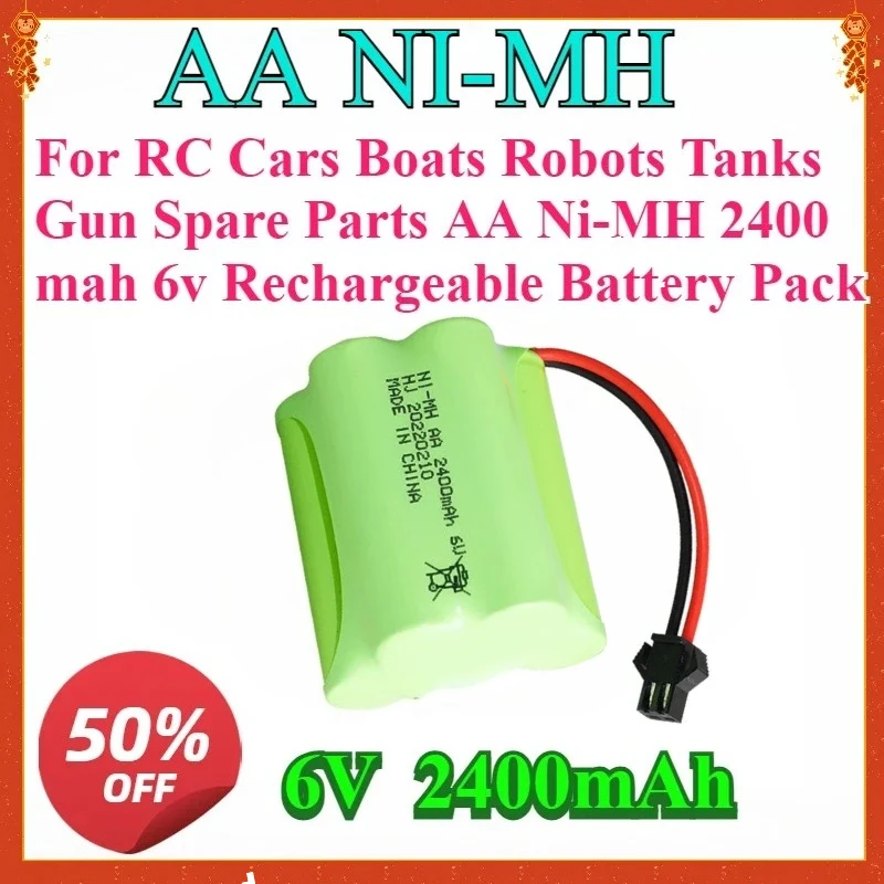 

For NIMH High Quality Battery 6V2400mAh for RC Cars Boats Robots Tanks Spare Parts AA Ni-MH 2400mah 6V Rechargeable Battery Pack