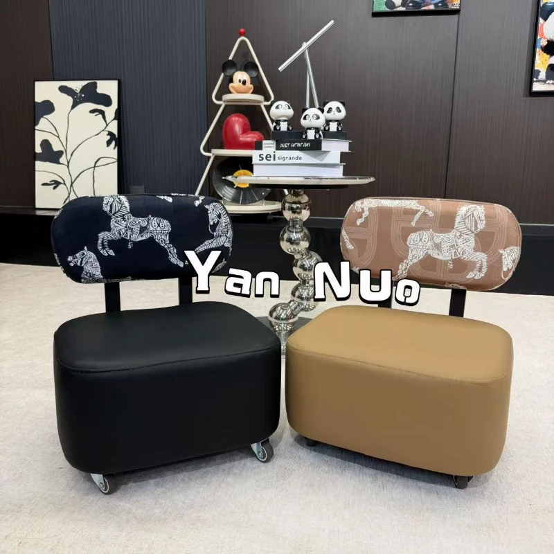 

Household yo-stool entrance living room sofa stool universal silent wheel stool light luxury backrest yo-stool
