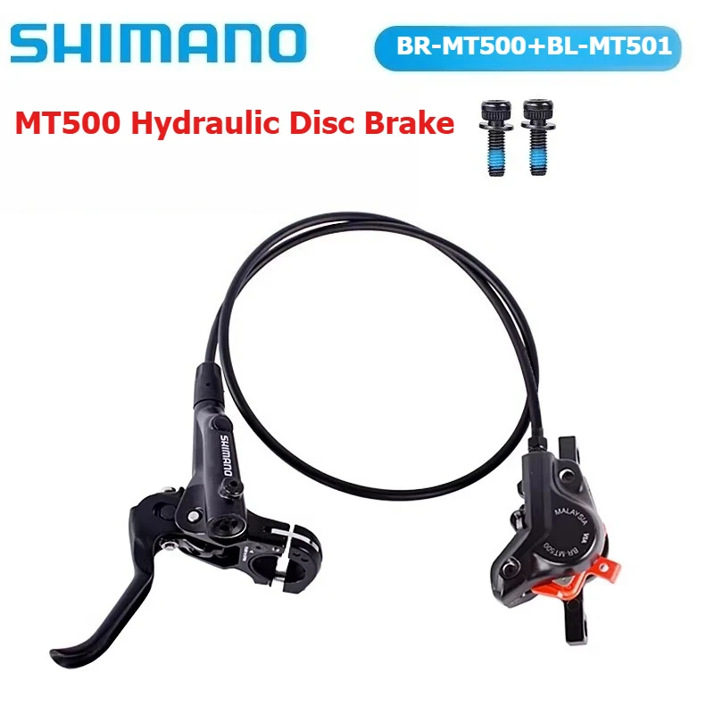 

Гидравлический тормозной комплект SHIMANO BL-MT501 (рукоятка) и BR-MT500 (суппорт, 2-поршневой) для горного велосипеда: левый передний, правый задний