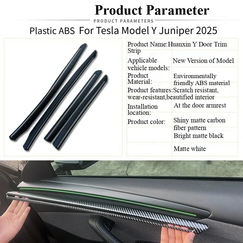 Interior Door Panel Molding Trim for Tesla Mode Y/YL Juniper 2026 Accessories 4PCS Car Door Side Decorative Strip Sticker Cover - view 3