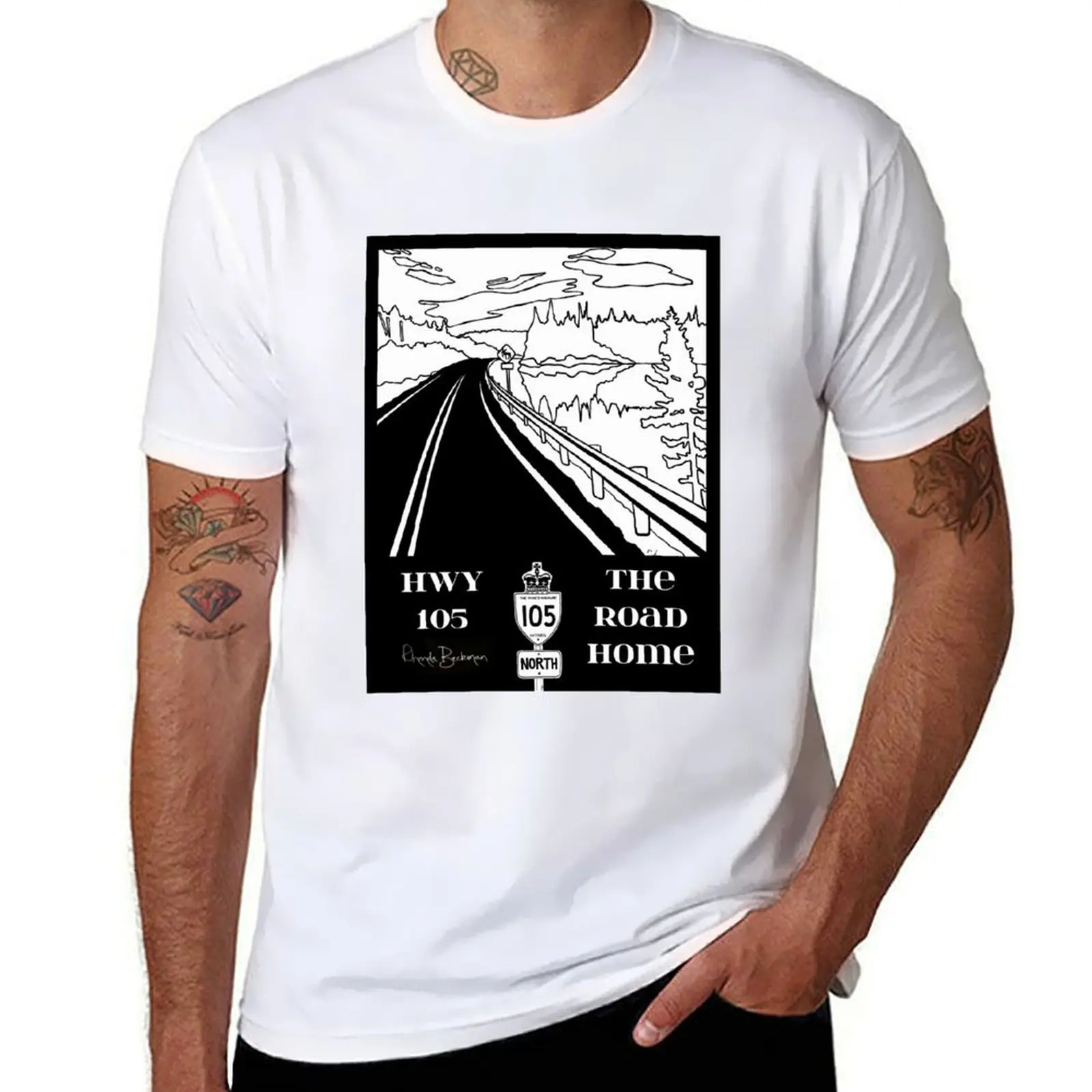 Highway 105 #1 vertical format T-Shirt t shirts for man slim fit funny t shirts dark humor T-Shirt