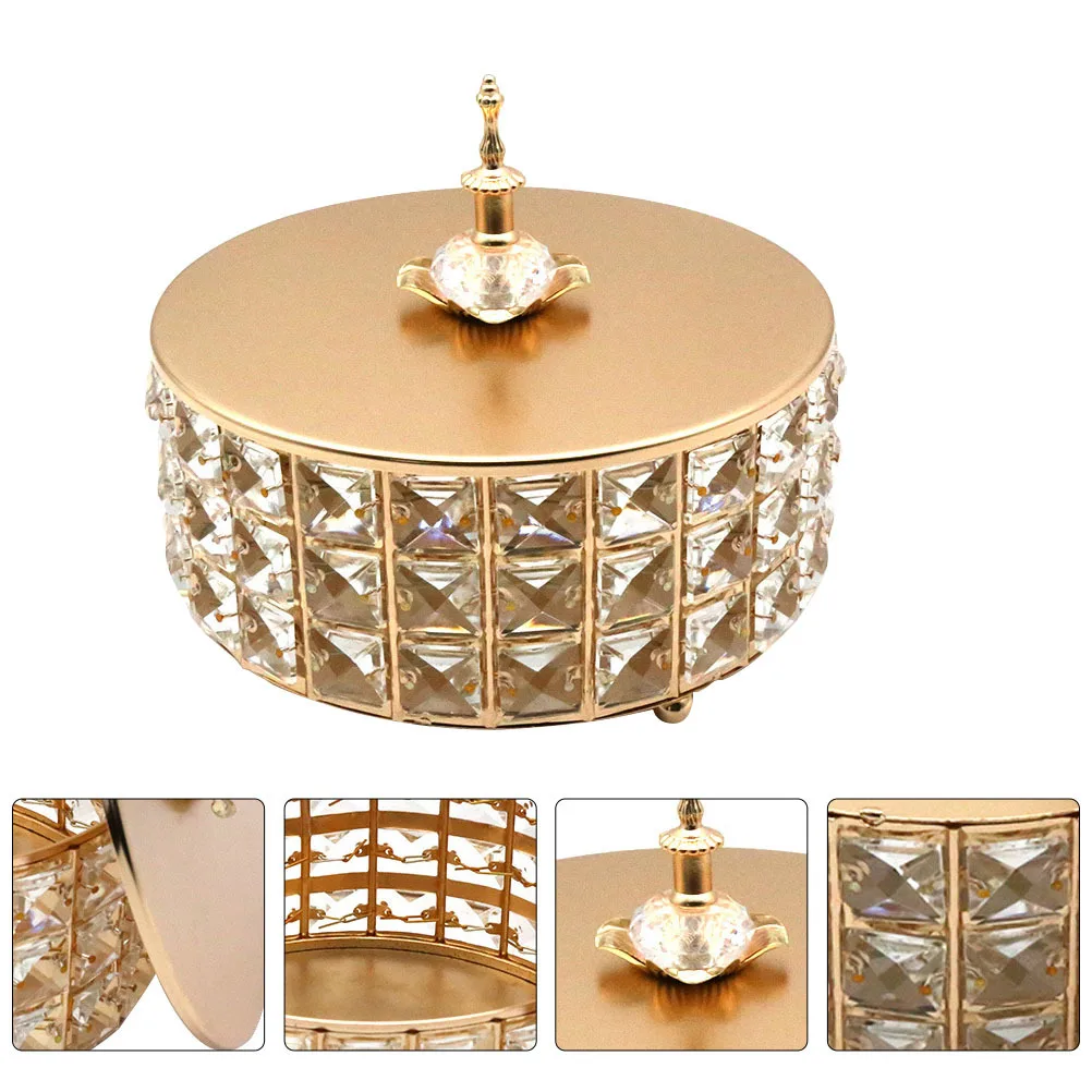 1Pcs Glass Candy Jar Fruit Tray Golden Lid Retro European Style Multipurpose Storage Container for Home Kitchen Use