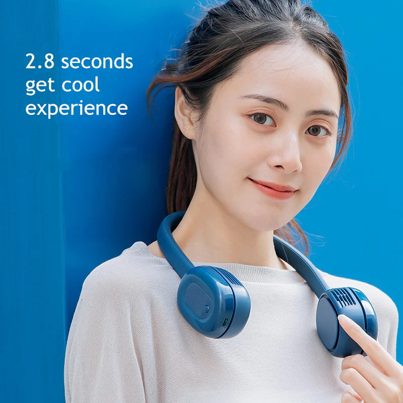 여자를위한 휴대용 소형 목 팬 Bladeless 팬 재충전 용 Leafless 거는 팬 공기 냉각기 냉각 착용 할 수있는 Neckband 팬