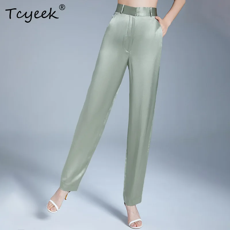 Tcyeek 95% Maulbeere Echte Seide Hosen Frauen Kleidung Neue Sommer Casual Harem Hosen Dünne Büro Lange Hosen Damen 2023 B36764QC