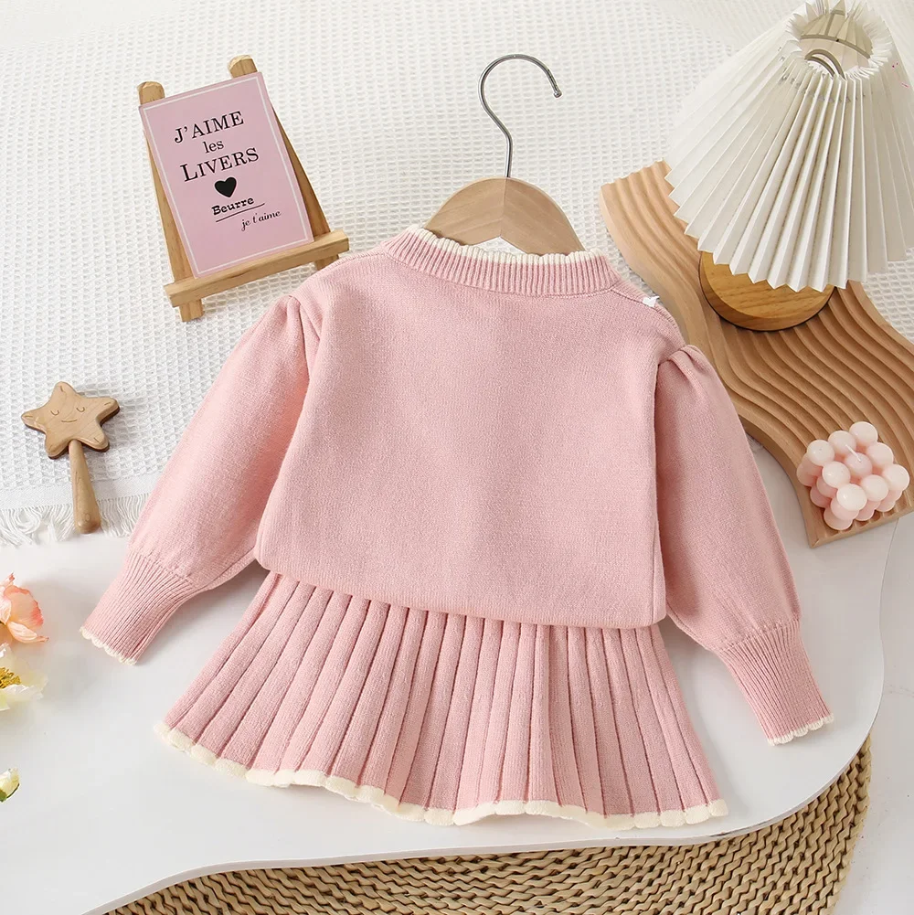 Baby Girl Clothes Set Long Sleeve Cardigan and Skirt Clothing Set Toddler Girl Outerwear Suit Knitted Warm Clothes