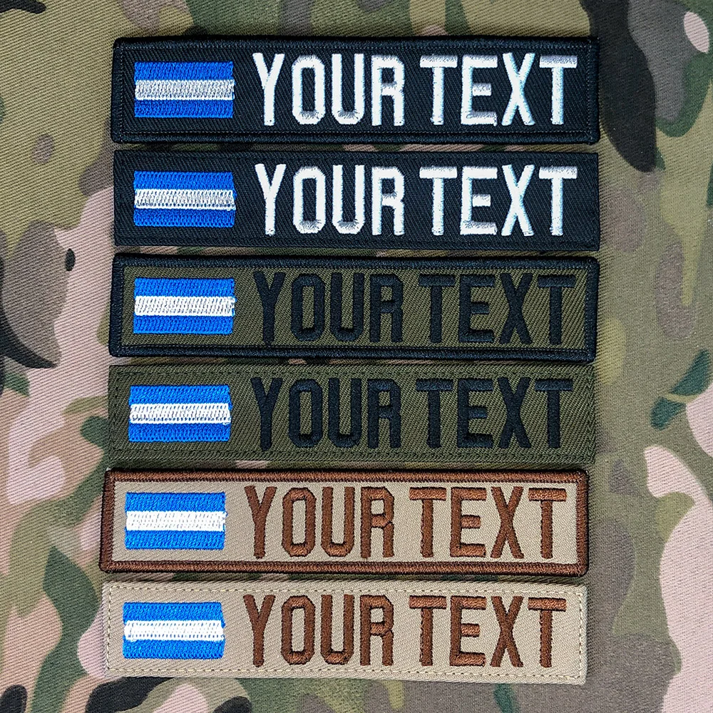 Custom Name Tape El Salvador Flag Embroidery Patch Hook And Loop Multicam Green ACU Black Tan EMR AOR