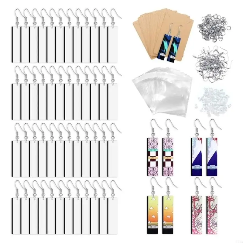 3 Set Sublimation Earring Blanks Products Thermal Transfer Earrings with Earring Hooks Jump Rings Self-sealing Bags 55KA