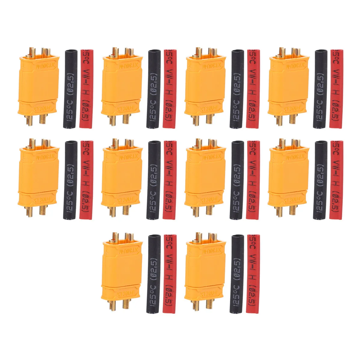 10Pairs Xt30u Connector Plug Plug Secure Connection Rc Lipo Battery Drone Car Vehicle Bullet Connector