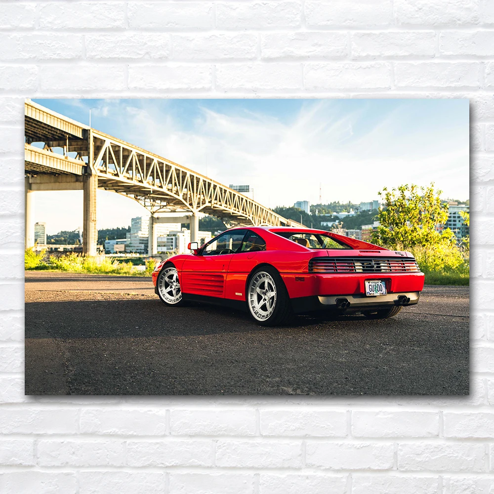Pôster clássico de supercarro vermelho 348, imagem hd, arte de parede, decoração de casa, pintura em tela de carro para decoração de quarto