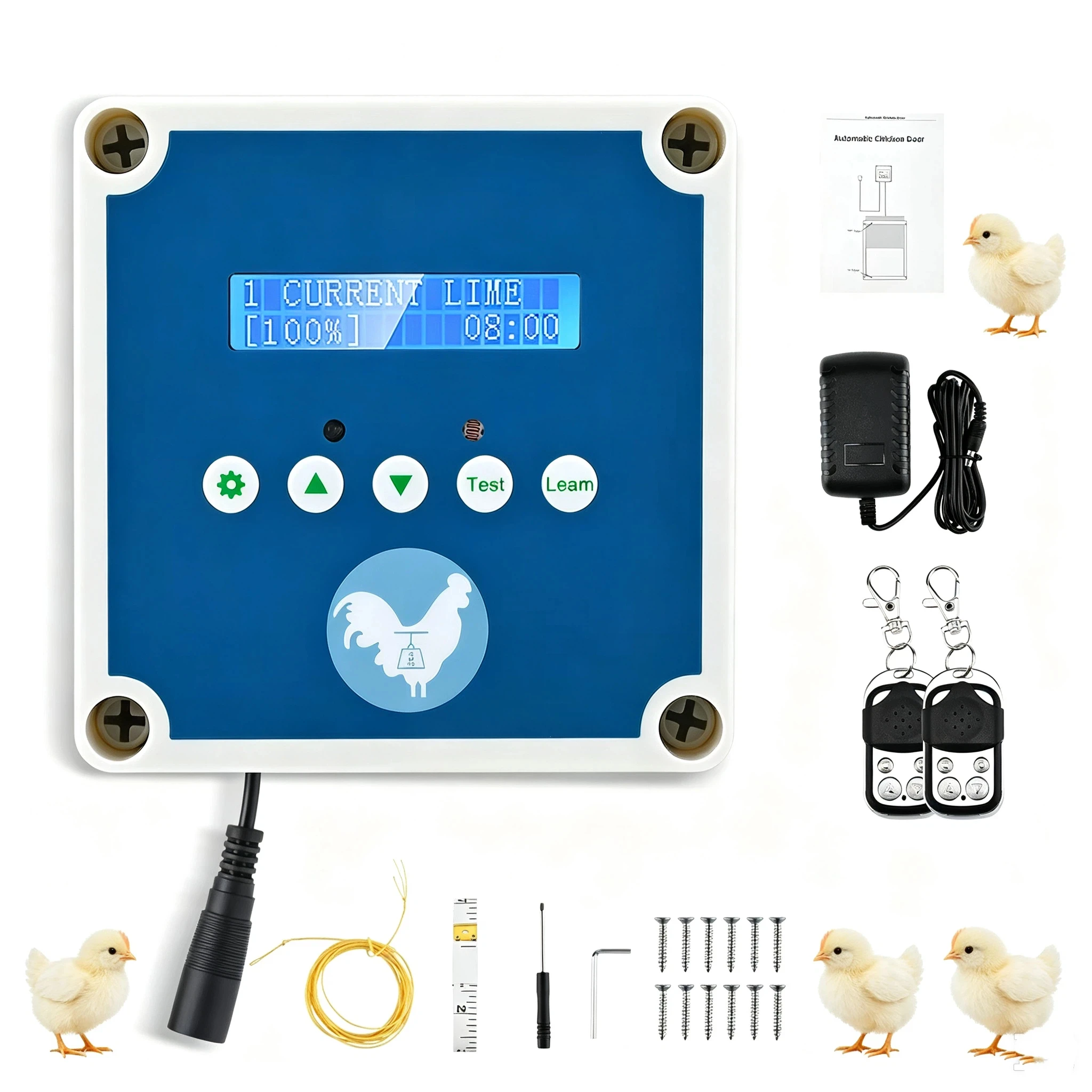 Kit automatico per porta per pollaio Apriporta con sensore di luce, timer e apertura del controller Crea una casa sicura per il tuo pollo