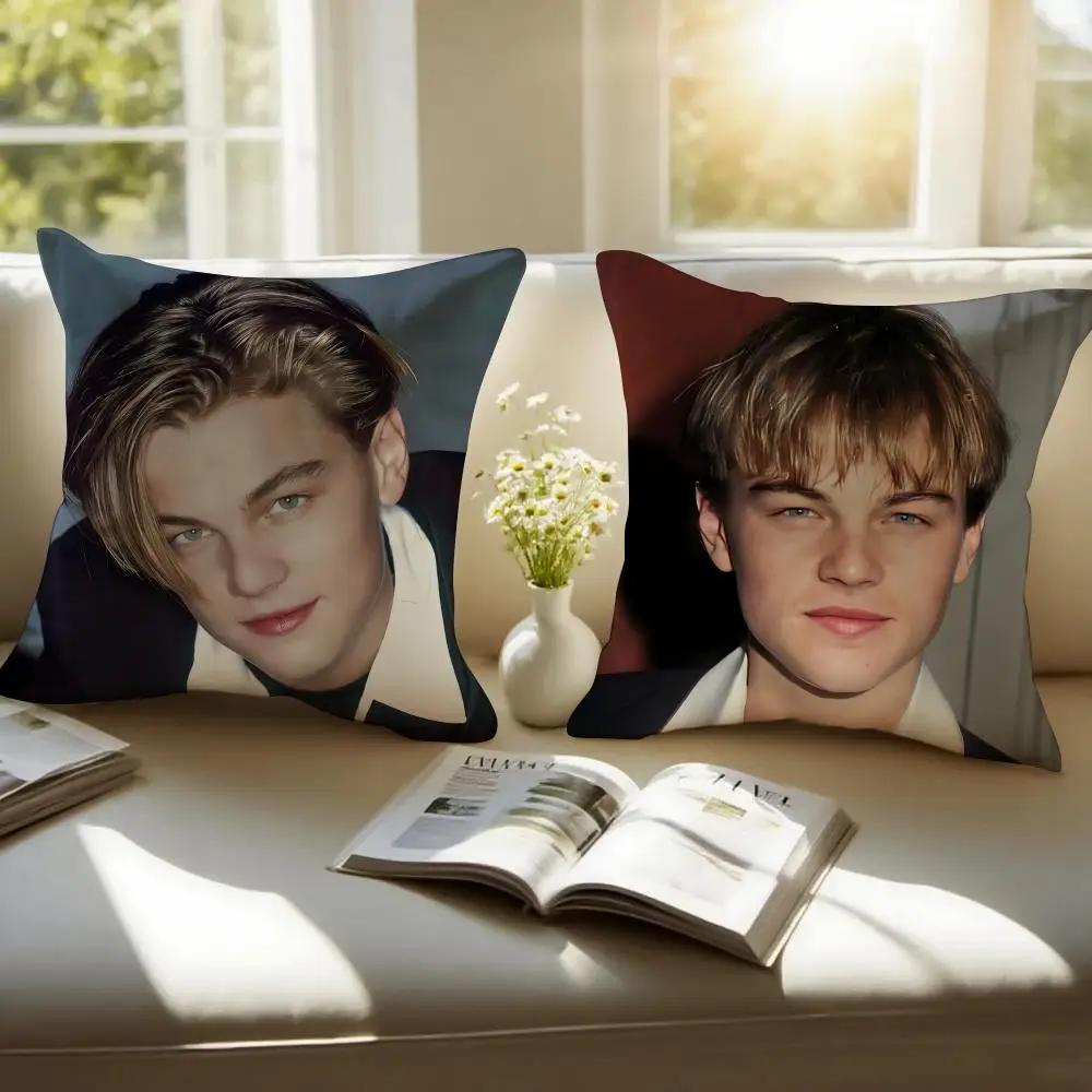 Classic Actor Leonardo DiCaprio Cushion Cover Pillowcase Anti-dustmite Invisible Zipper Short Plush Sofa Cushion