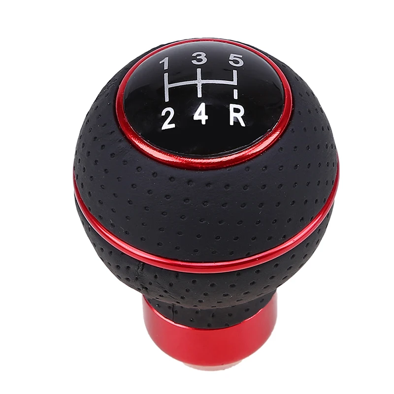 POSSBAY Black+Red/Black+Silver 5 Speed Automobile Gear Shift Knob Head For Peugeot VW Toyota Citroen Shifter Lever