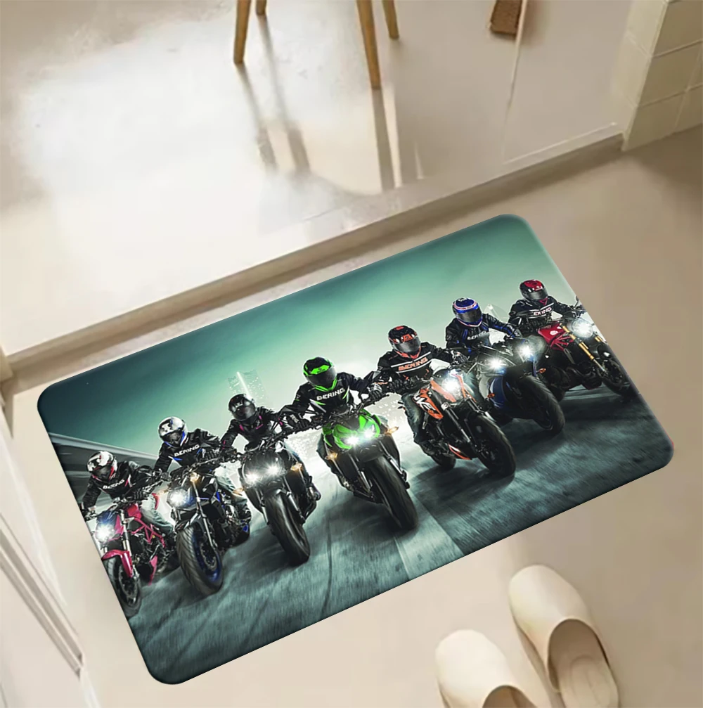 Racer Motorcycle  print Carpet for Living Room Decoration  Comfortable Resistant To Dirt Non-slip Rug Flannel Bedroom Floor Mat