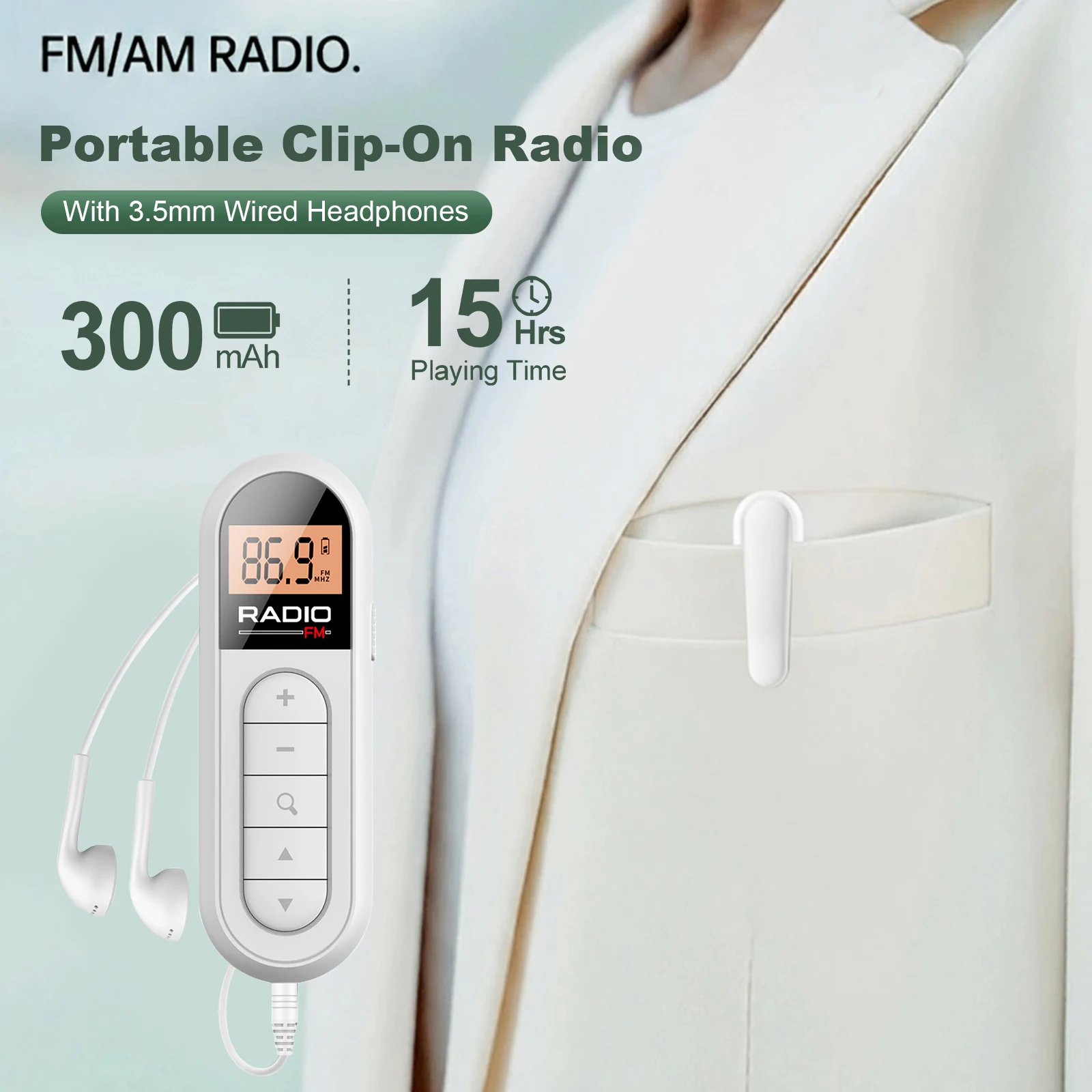 Mini FM Radio with Digital Tuning LCD Display Personal Radio with Headphones and Belt Clip Digital Radio for Walking Jogging