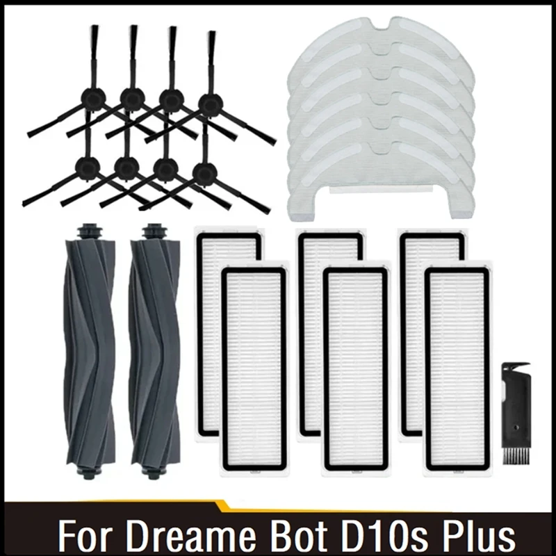 21PCS For Dreame D10S Plus / RLS6AD Robot Vacuum Cleaner Main Side Brushes HEPA Filter Mop Cloth Accessories Kit