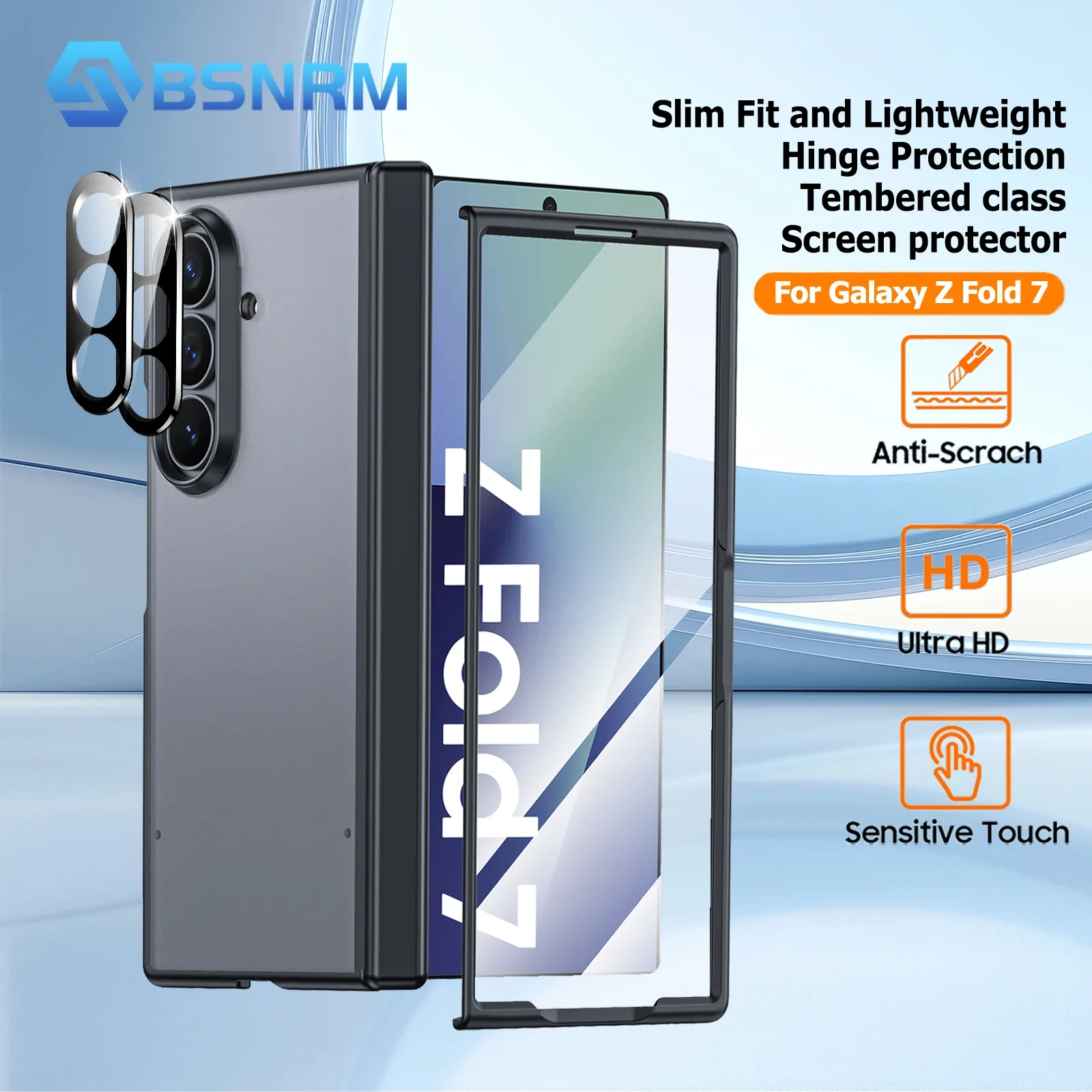 

Матовый тонкий, защитная пленка для экрана, защита шарниров, полупрозрачный противоударный защитный чехол для телефона Galaxy Z Fold 7-черный