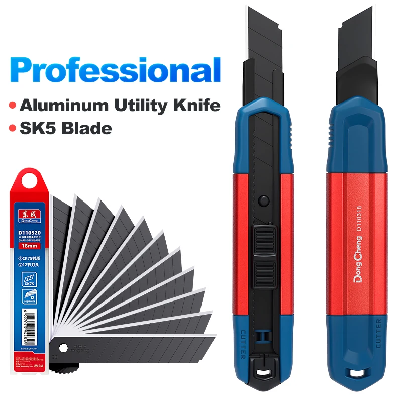Aluminum Alloy Utility Knife SK5 Alloy Sharp 18mm Blade Multi-functional Paper Cutter Office Art Student Supplies Tool