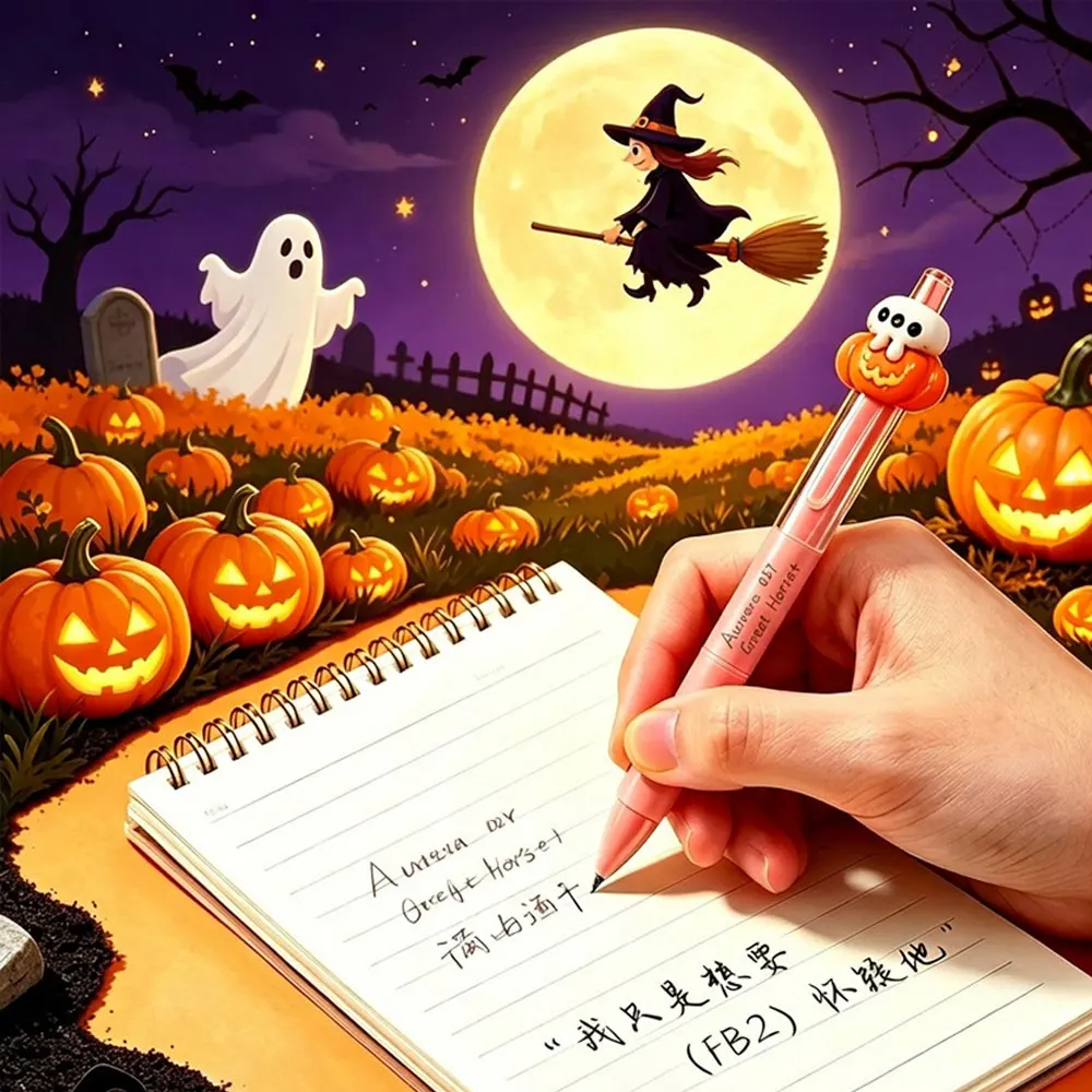 Ballpoint Pen Press Style 5/10pcs Student Reward Gift Halloween Student Exam Supplies Universal Cartoon Style High Beauty