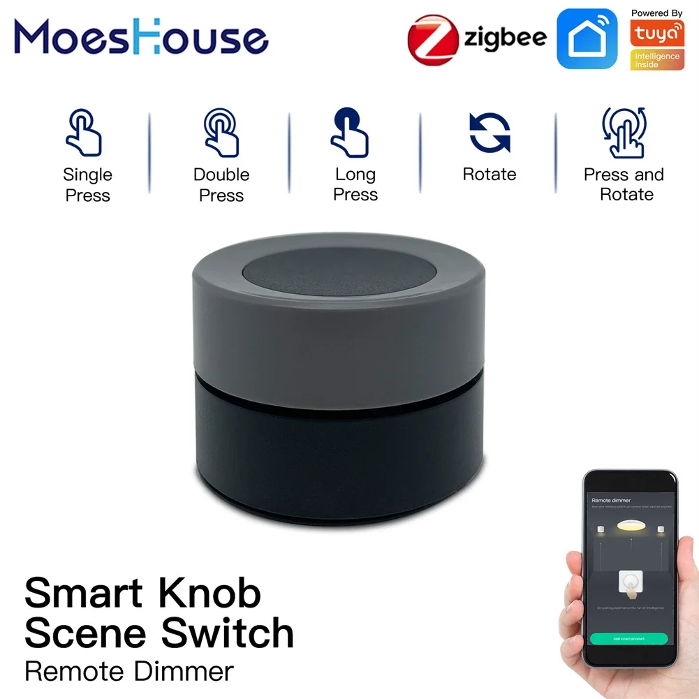 MOES Nuovo Tuya ZigBee Interruttore a manopola intelligente Controller pulsante scena wireless Alimentato a batteria Scenario di automazione App