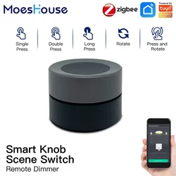 MOES New Tuya ZigBee Smart Knob Switch Wireless Scene Button Controller Battery Powered Automation Scenario Smart Life App