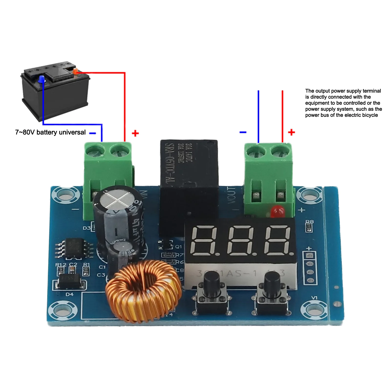 XHM609 Low Voltage Disconnect Switch Cut Off Protection 12V 36V Lithium Battery Low Voltage Disconnect Switch For DC 12-36V