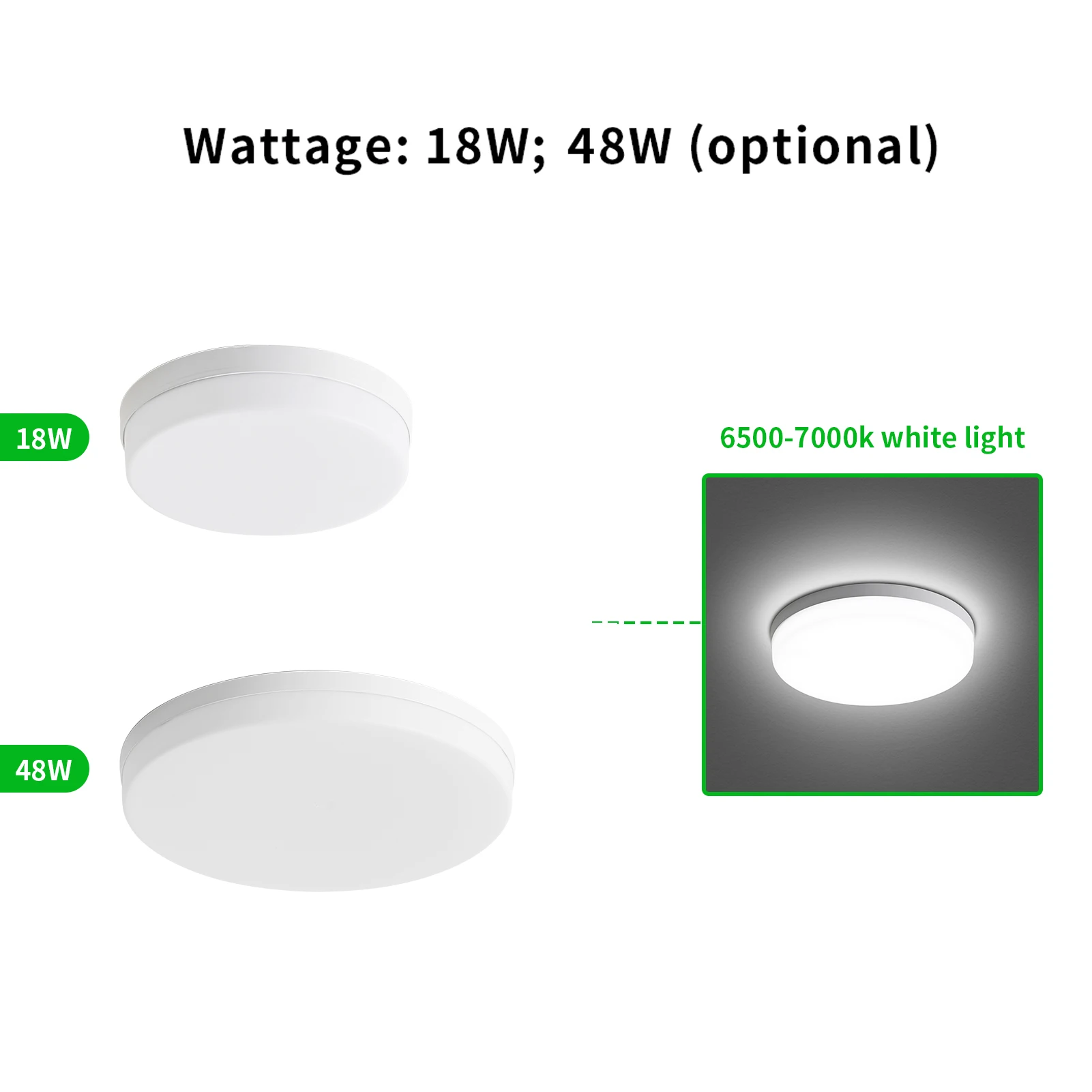 ZK50 AC85-265V รอบโคมไฟเพดานเพดานโคมไฟตกแต่ง 18W 48W 6500-7000K แสงสีขาวบวก